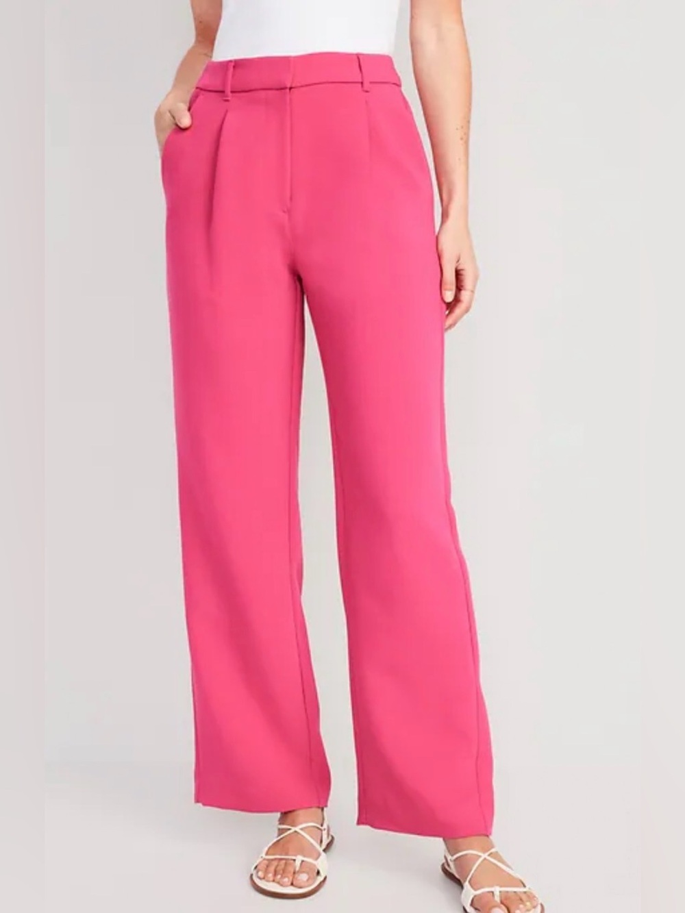 old navy taylor hot pink wide leg trousers
